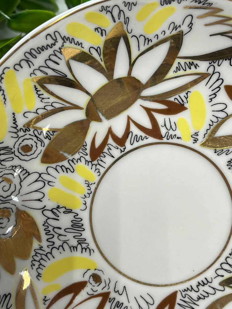 Чайное трио "Золотые ромашки" ЛФЗ. Каталог! Фарфор формы Тюльпан с деколью и позолотой.. Картинка 7